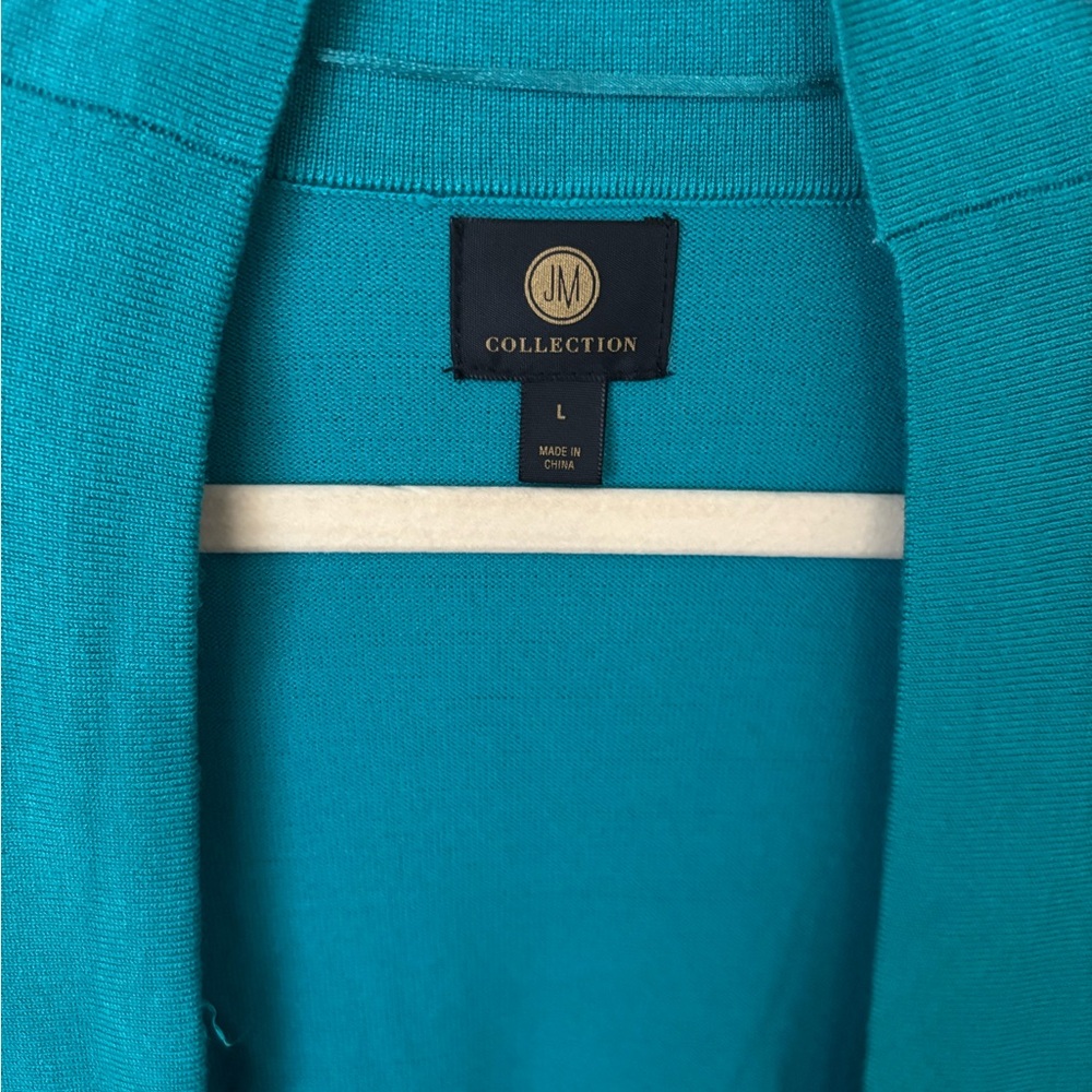 JM Collection Blue Lightweight Open Front Cardigan - Picture 4 of 4